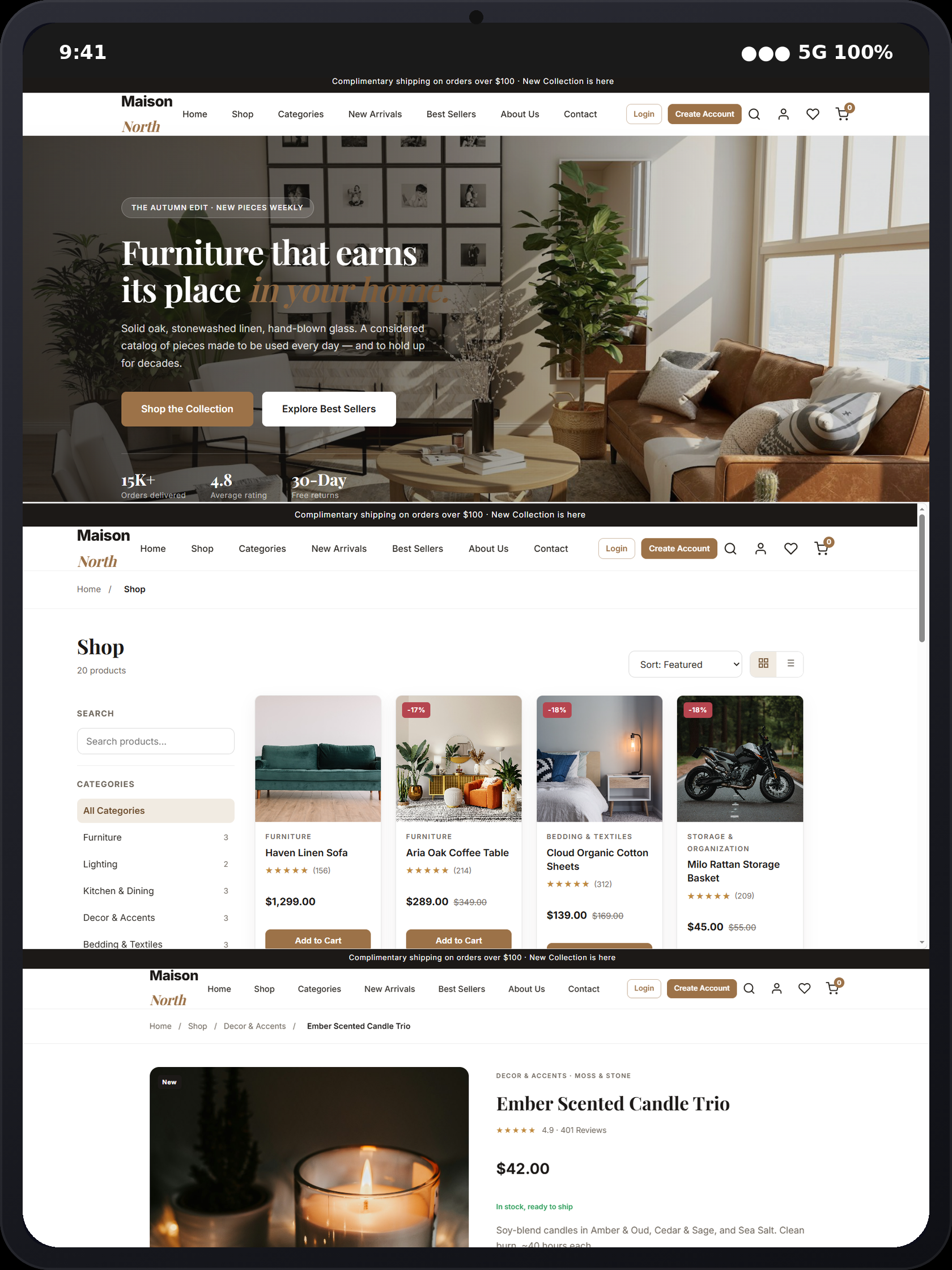 Shopora tablet layout