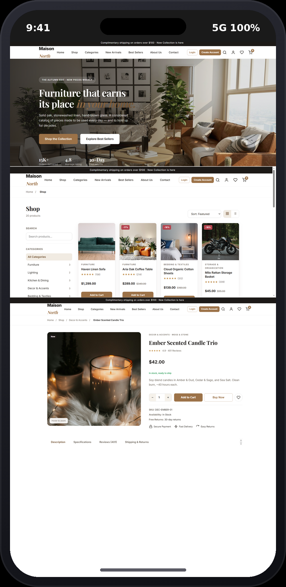 Shopora mobile layout