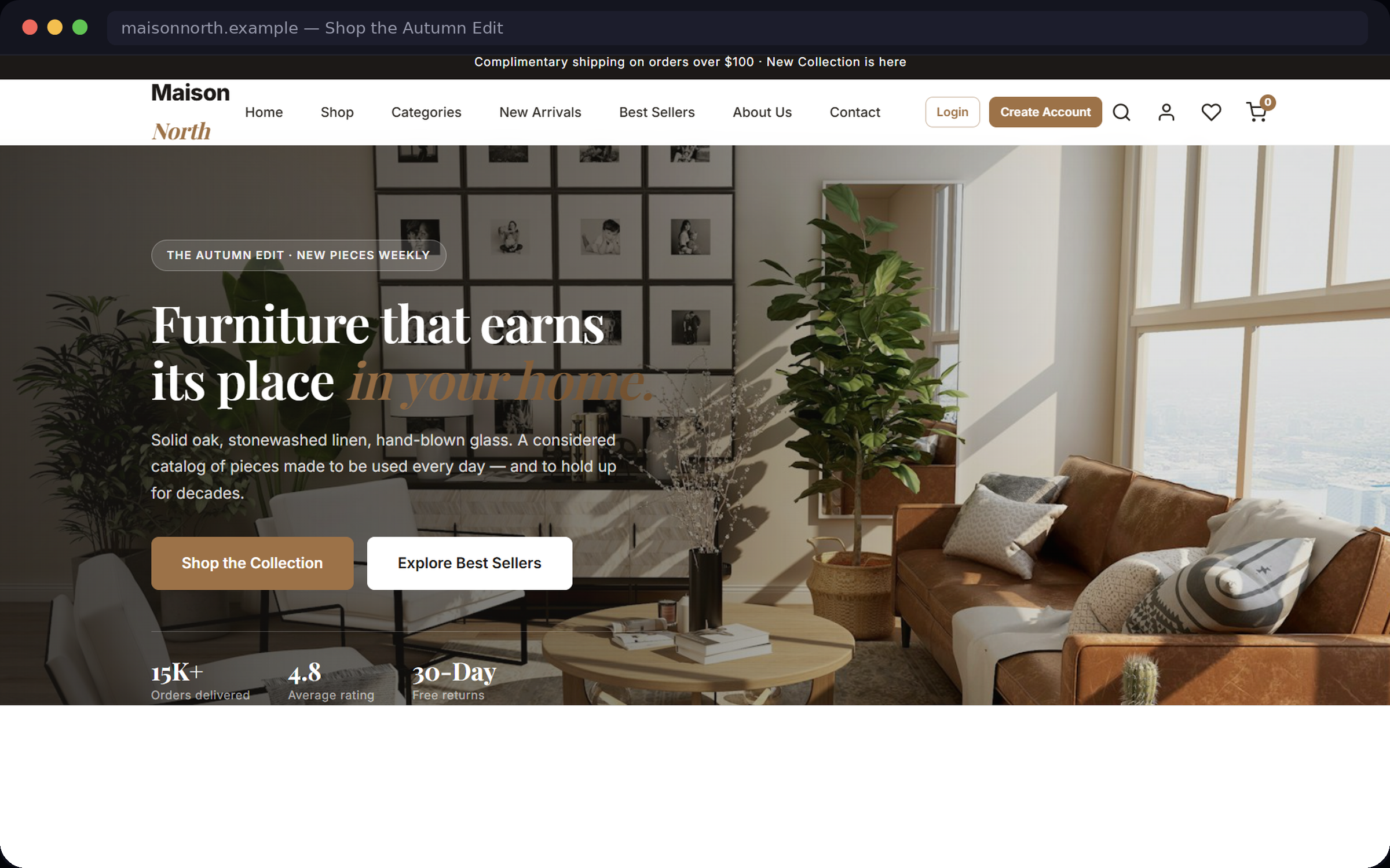 Shopora e-commerce storefront shown on desktop